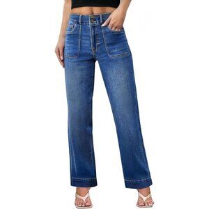 Women's High Waist Wide Leg Denim Jeans Tummy Control Comfortable Stretch